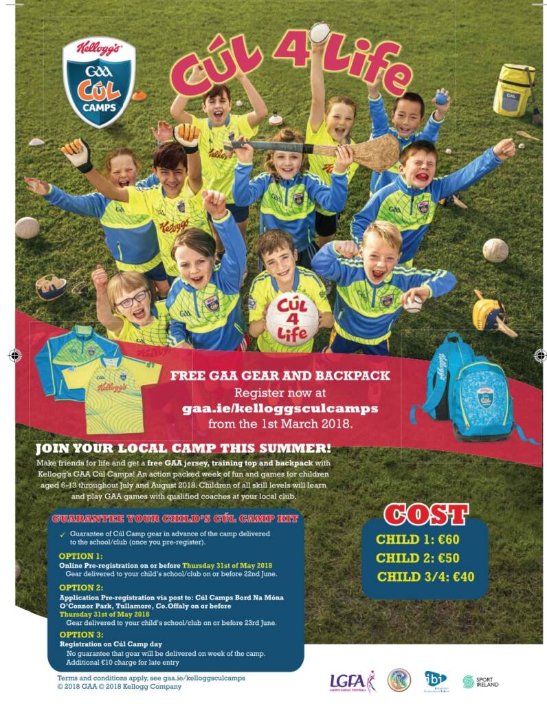Cúl Camps 2018 Announced