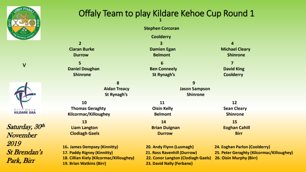 Offaly Team to play Kildare named