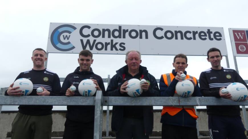 Condron Concrete Logoed Footballs & Sliotars going into 67 National Schools