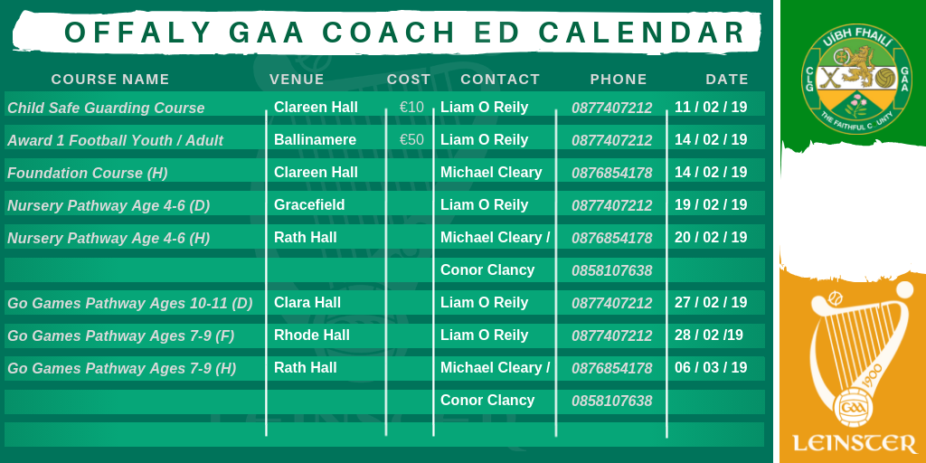 Coach Education Dates for the Diary