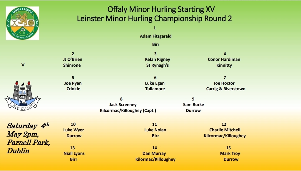 Offaly Minor Hurling Team to Play Dublin Announced