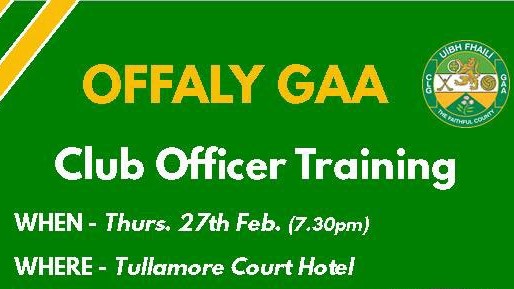 Club Officer Training On Thurs. 27th February